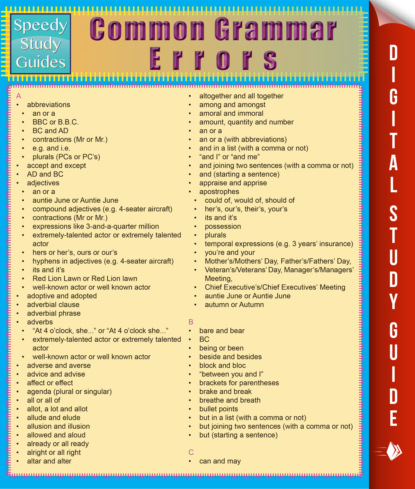 Sheryl Koontz - Common Grammar Errors (Speedy Study Guides)